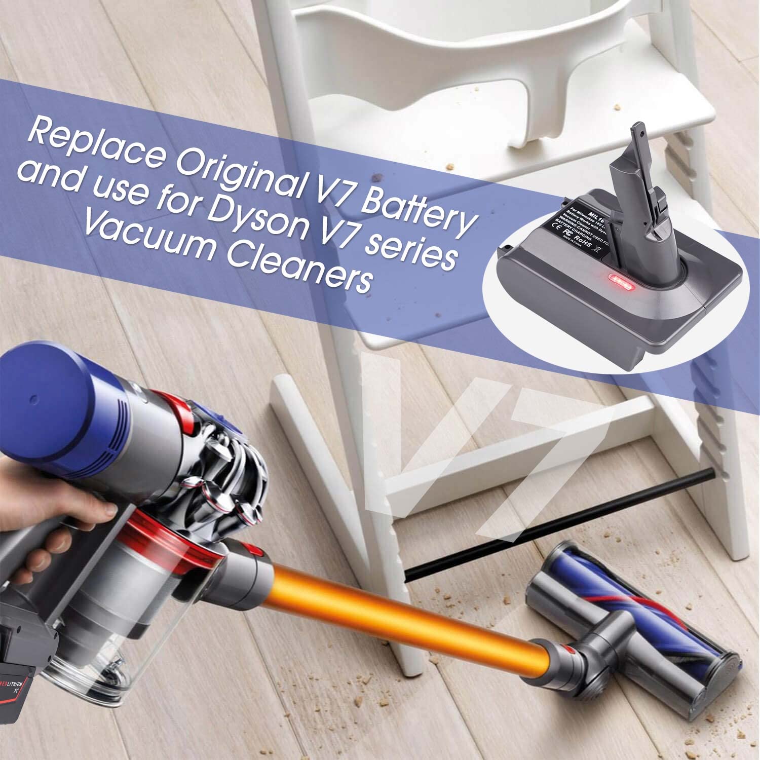 Dyson V7 Battery Adapter for Dewalt 20V Battery - Convert to Dyson SV11 V7 Animal Cordless Stick Vacuum Cleaner - Handheld Vacuum Converter (DW20V7 Adapter Only) - Perfect for Home Cleaning & DIY Projects