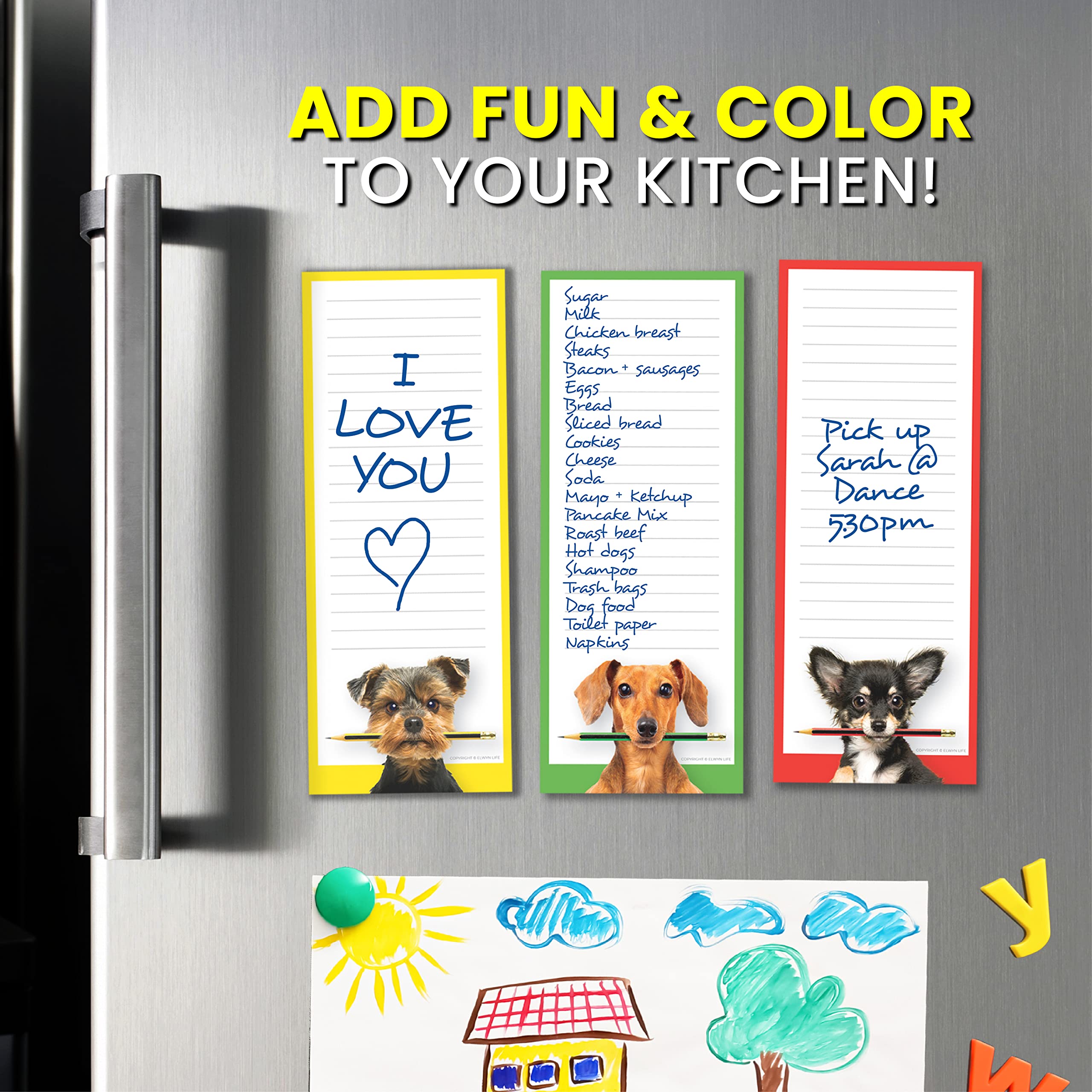 Funny Dogs Refrigerator Magnetic Notepads - 3 Pack (3.5