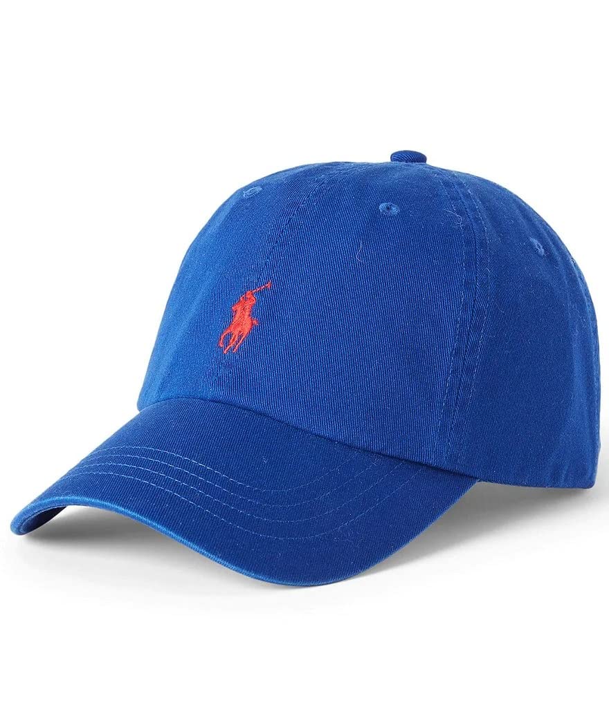 POLO RALPH LAUREN Men's Classic Cotton Chino Baseball Cap - Adjustable One Size, Royal Blue - Casual Summer Hat for Outdoor Sports & Streetwear Fashion