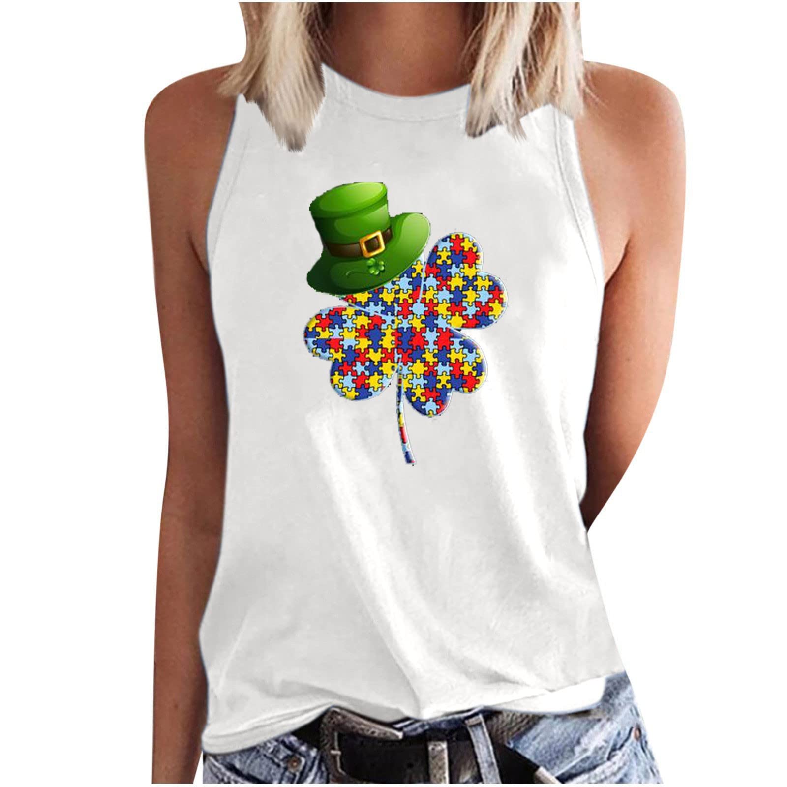 Drindf St. Patrick's Day Shirts for Women - Sleeveless Summer Graphic Tank Tops & Tee Shirts | Perfect for Irish Festivals, Pub Crawls & Summer Parties