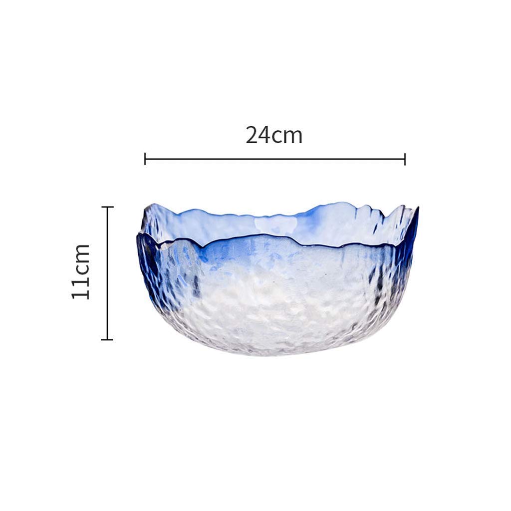 Golden Rim Transparent Glass Noodle Bowls - 1.5L/2.5L High Capacity Cereal, Salad, Fruit & Dessert Serving Bowls for Home Kitchen, Restaurant & Party Use