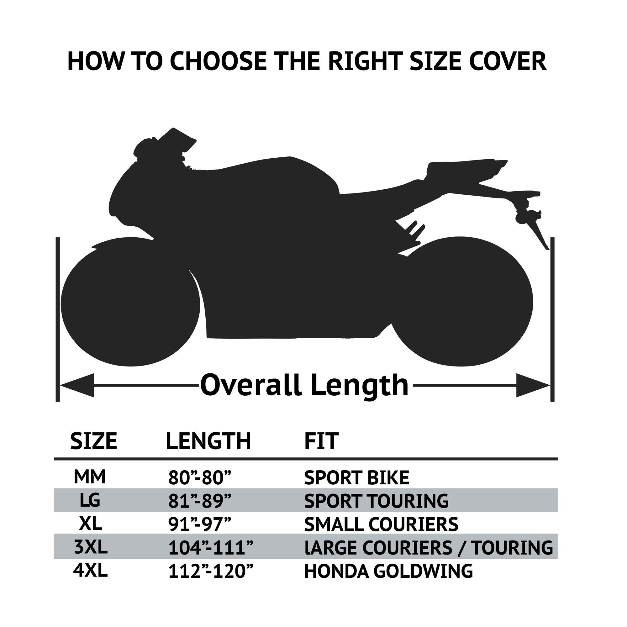 OxGord Premium Waterproof Motorcycle Cover - Indoor/Outdoor Use, 2-Layer Protection, Universal Fit up to 80 Inches - Ideal for Garage Storage & Weather Protection