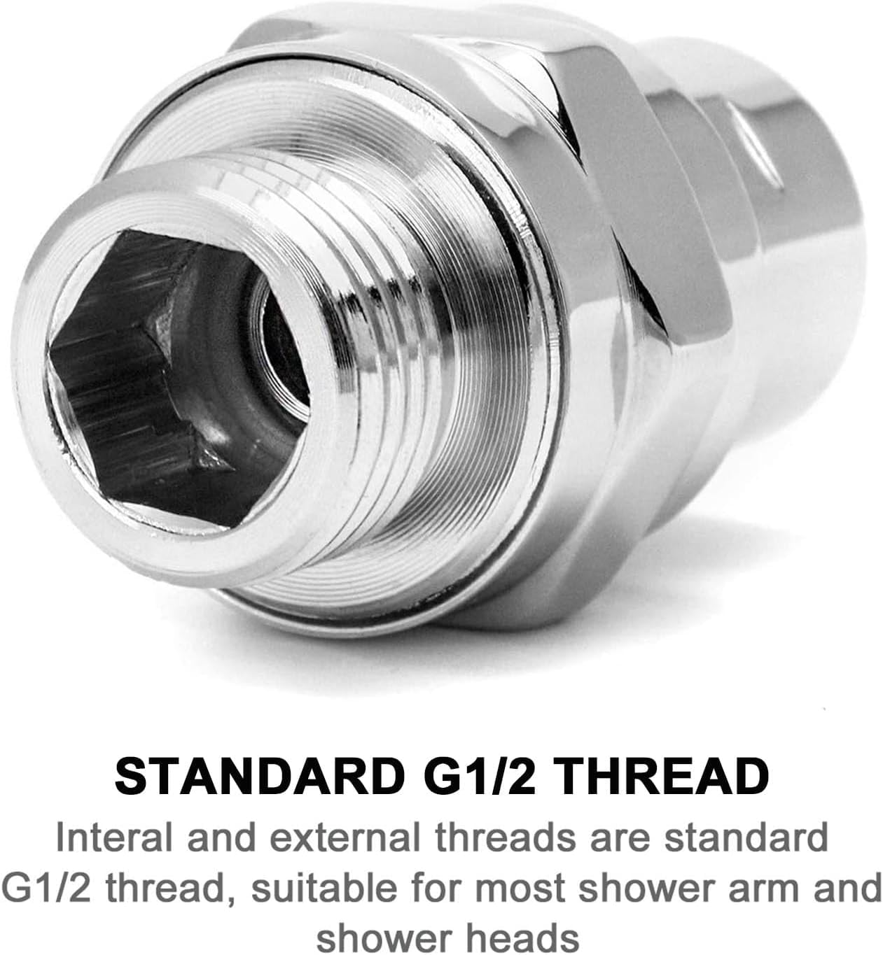 Bestgle G1/2 Adjustable Shower Swivel Ball Joint Adapter - Universal Copper Shower Head Holder & Arm Extension for Bathroom Renovation - Silver (Perfect for Spa-Like Shower Experience & Bathroom Upgrades)