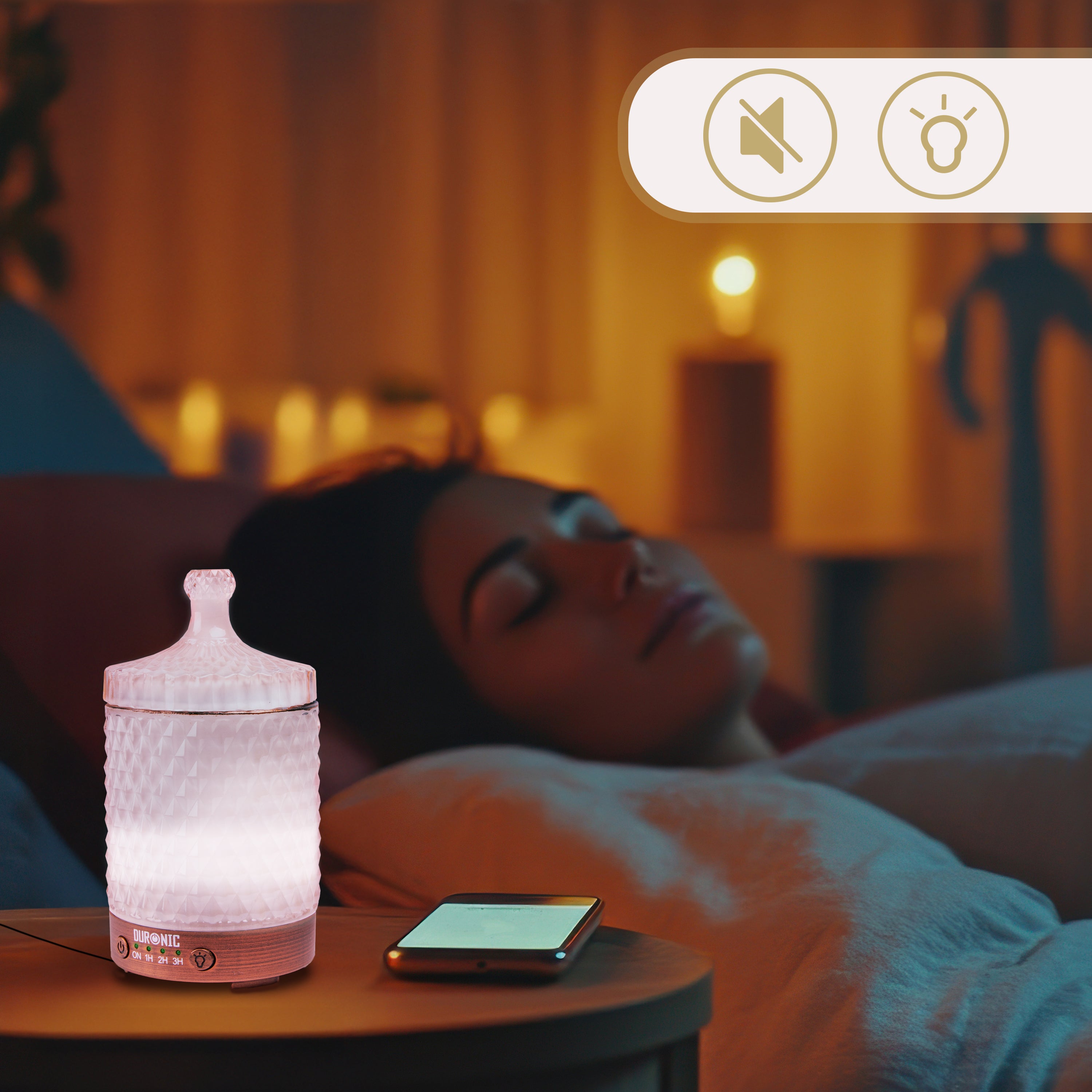 Duronic AD32 100ml Electric Aromatherapy Diffuser with 7 Color LED Lights - Essential Oil Diffuser & Humidifier for Home, Office, Bedroom, Spa - Perfect for Relaxation, Sleep, Yoga & Stress Relief