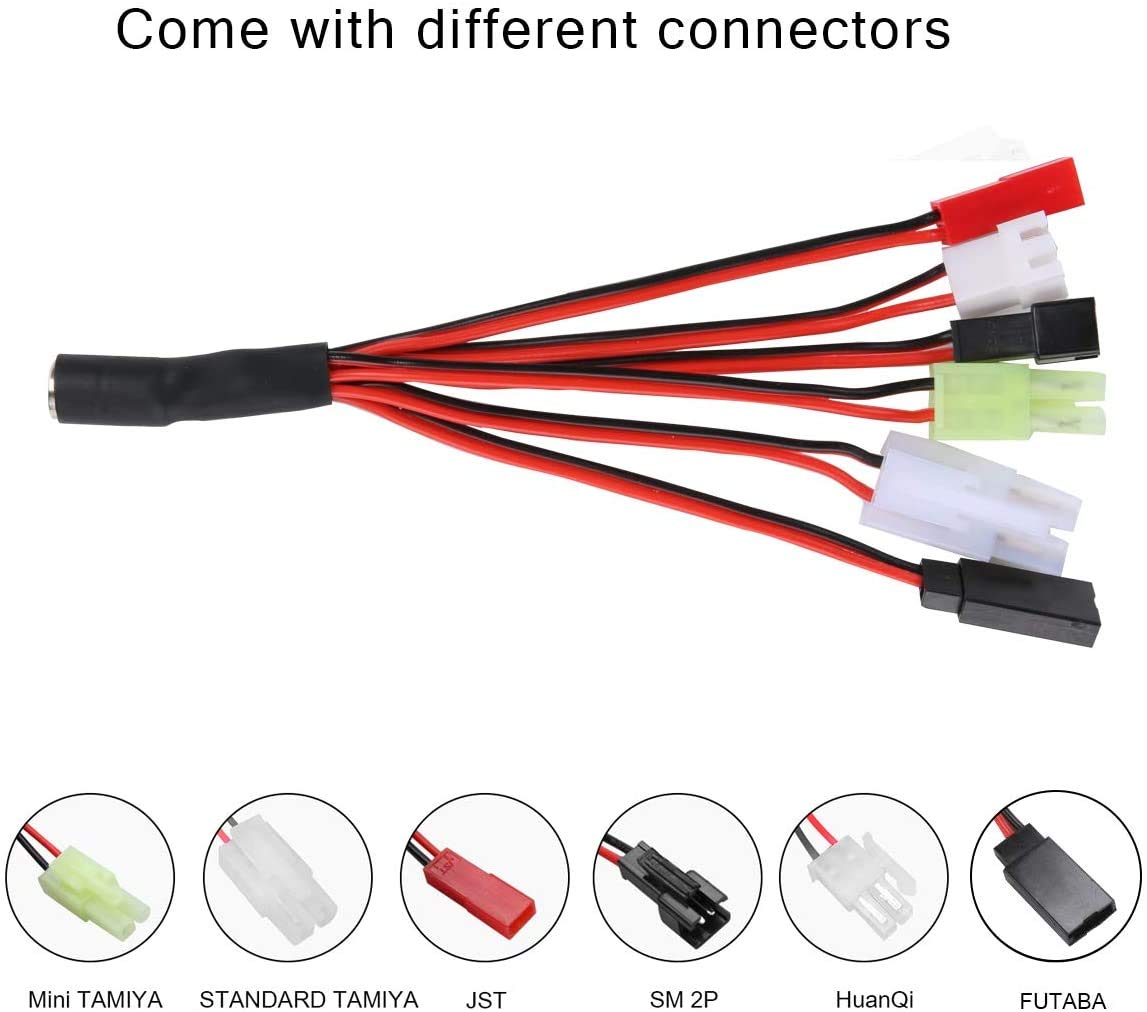 Universal NiMH/NiCd Battery Charger for RC Hobbies - 2-10S 500-800mA AC-DC Charger with 5 Converter Plugs | Perfect for Airsoft, RC Cars, Drones & Toy Battery Packs