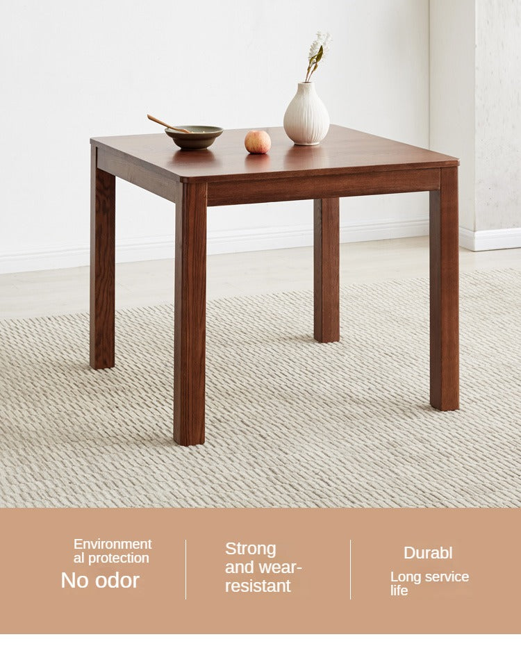 Solid Oak Wood Square Dining Table - Rustic Farmhouse Style for Kitchen, Dining Room & Small Space Gatherings