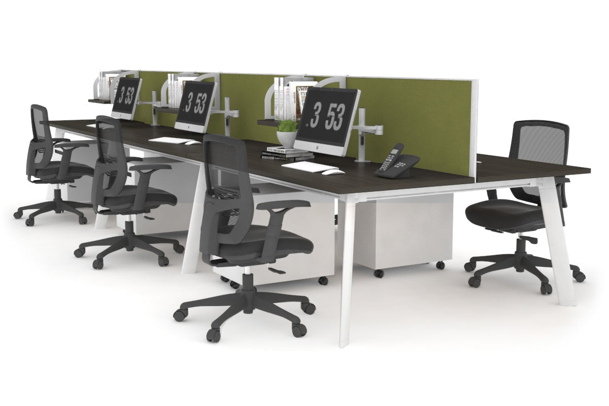 6-Person Switch Workstation with White Frame - 1200L x 700W Dimensions - Ideal for Office, Conference Room, or Collaborative Workspace