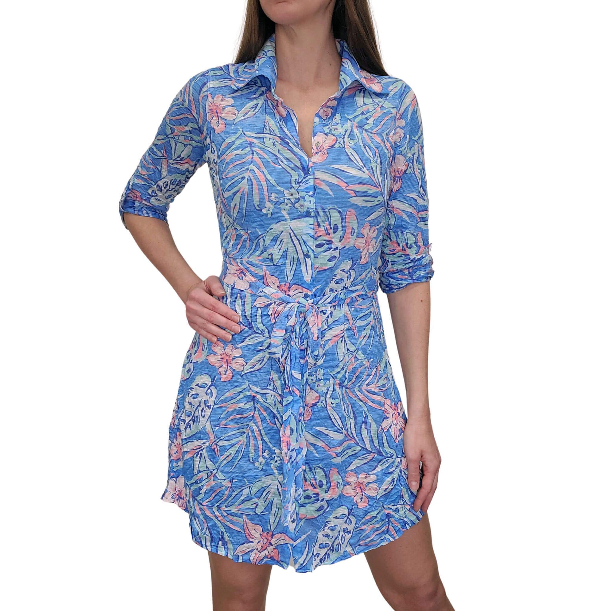 David Cline Women's Turquoise Shirt Dress - Casual & Elegant Style for Work, Office, and Everyday Wear