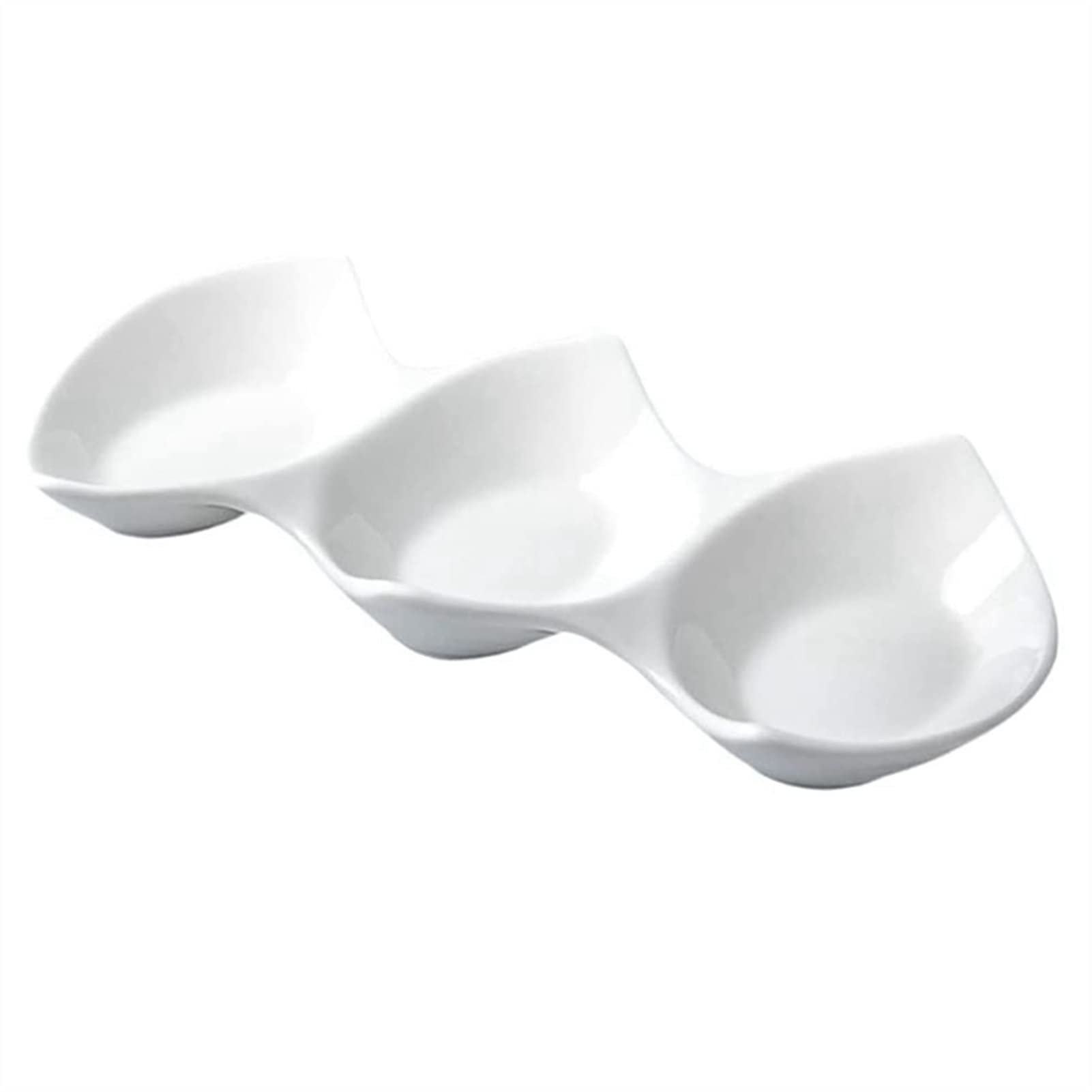 Ceramic Triple Bowl Set - White Salad, Sauce & Dip Bowls for Snacks, Side Dishes | Perfect for Restaurants, Hotels & Home Dining (Color: White)