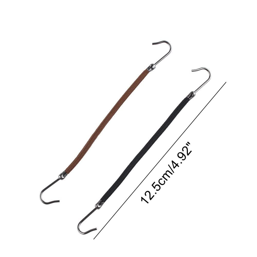 36 Pcs Elastic Hair Ties with Hooks - Thick Hair Bands for Women & Girls - Ponytail Holders, Hair Cords & Clips (Brown) - Perfect for Gym, Work & Everyday Styling