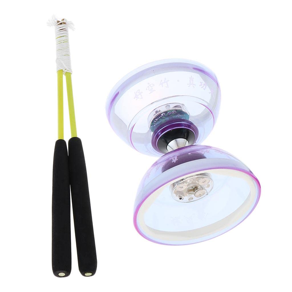 DYNWAVE LED Juggling Toys - Triple Bearing Light Up Diabolo with Hand Sticks for Beginners & Pros (Purple) - Perfect for Circus Performances, Outdoor Play & Stress Relief