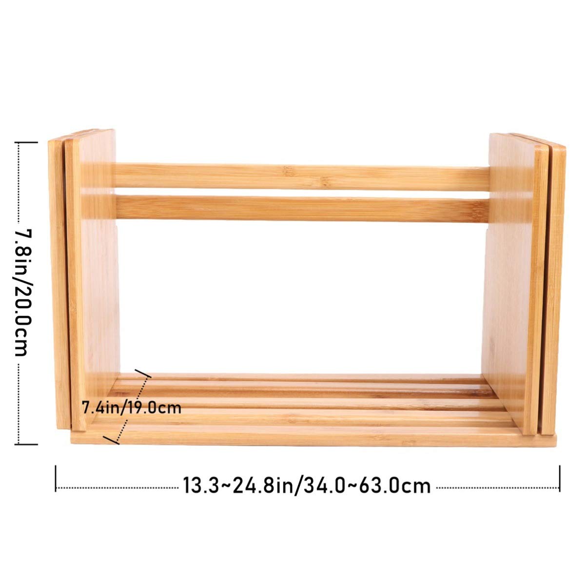 NUOBESTY Expandable Bamboo Book Rack - Wooden Desktop Organizer & Bookshelf for Office, Study, Living Room - Space-Saving Storage Solution for Books, Magazines, Office Supplies