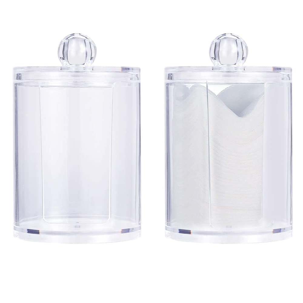 MULINHAI Acrylic Makeup Organizer Box Set - 3 Piece Cotton Swab Dispenser with Lid for Cosmetics, Jewelry & Accessories | Perfect for Vanity, Travel & Salon Storage