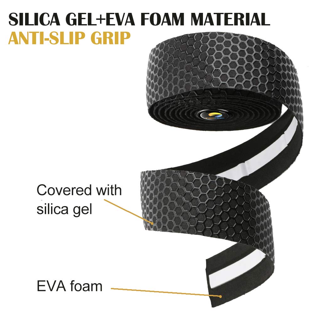 Premium EVA Camouflage Bicycle Handlebar Tape - Comfortable Road Bike Bar Grip with Bar End Plugs (2 Rolls, Grid Black) | Ideal for Road Cycling, Mountain Biking & Commuting