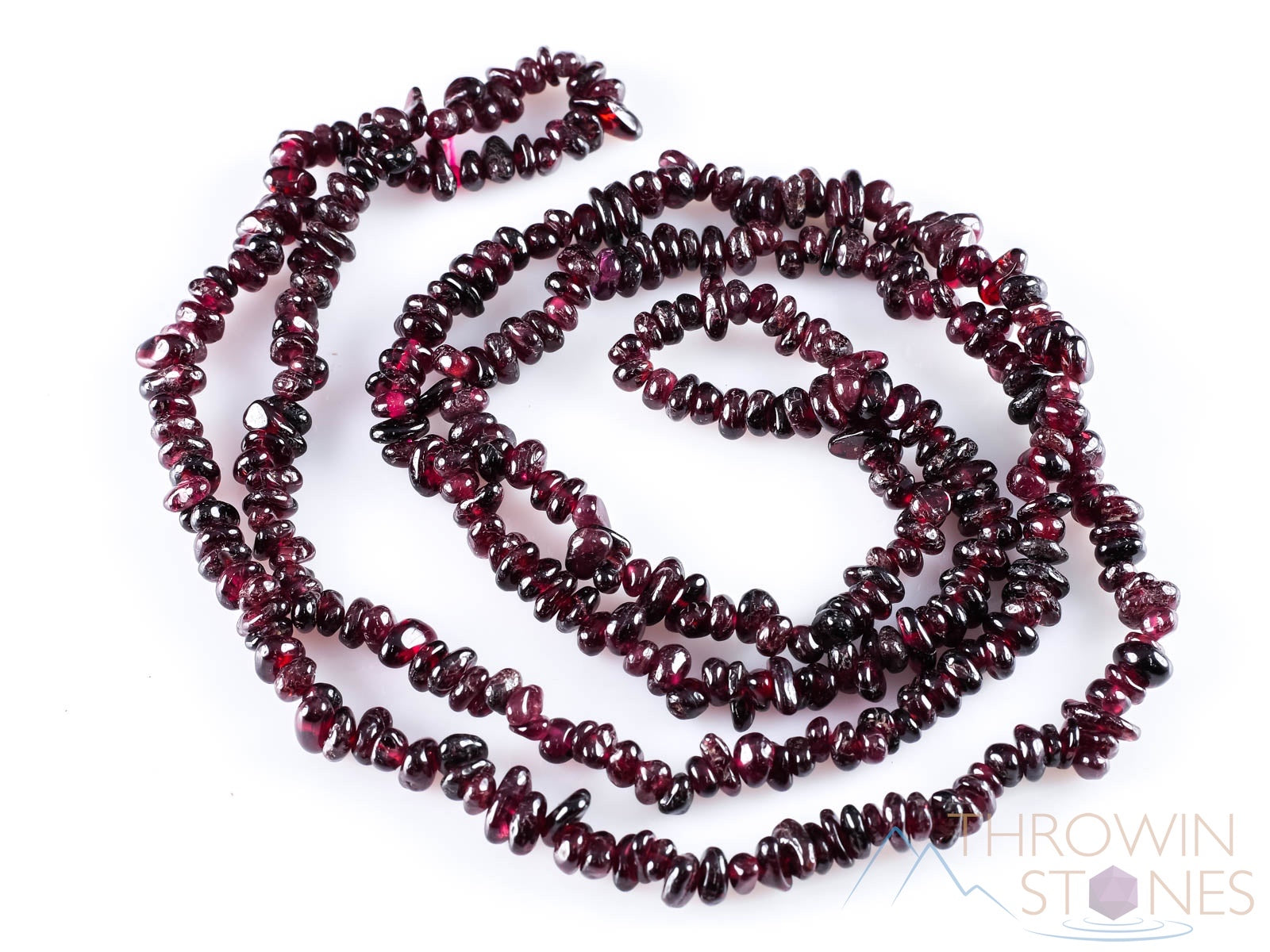 GARNET Crystal Necklace - Handmade Chip Beads Long Necklace, January Birthstone Jewelry for Women, Elegant Dainty Layering Chain (E0708) | Perfect for Gifts, Weddings & Everyday Wear