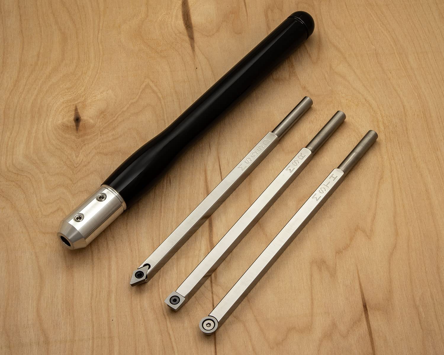 Premium Set of 3 USA-Made Stainless Steel Carbide Wood Lathe Turning Tools - Interchangeable Handle for Versatile Woodworking - Perfect for Bowl Turning, Spindle Work & DIY Wood Crafts