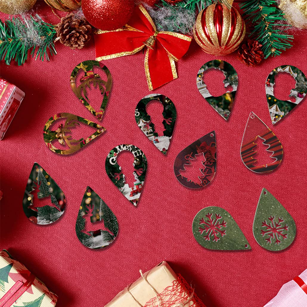 2 Pack Christmas Silicone Molds for Resin Jewelry Making - DIY Xmas Tree, Snowflake & Elk Earrings, Pendants, Keychains - Epoxy Casting Kit (12 Pairs) | Perfect for Holiday Crafts, Gift Making & Christmas Decorations