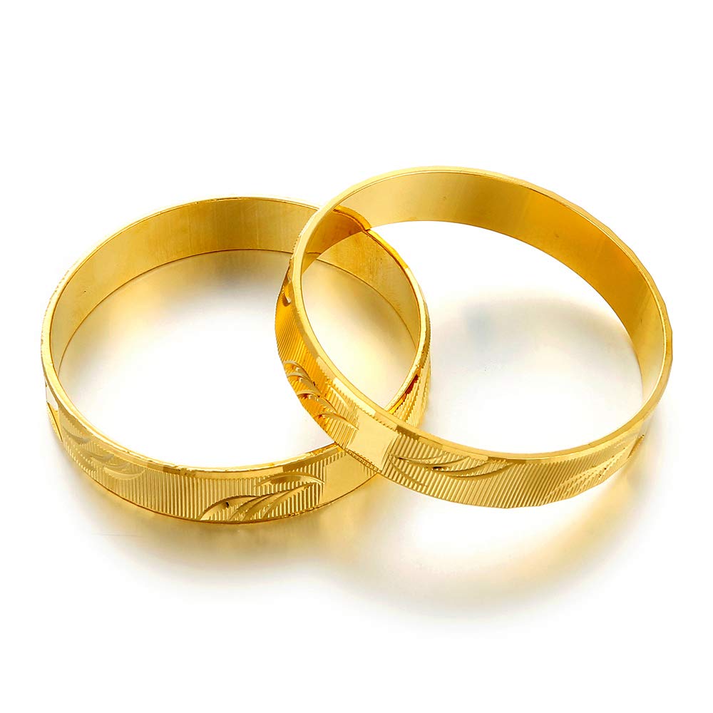 2pcs Gold Plated Bangles Bracelets for Newborn Baby - Elegant Gift for Christening, Baby Shower & First Birthday Party