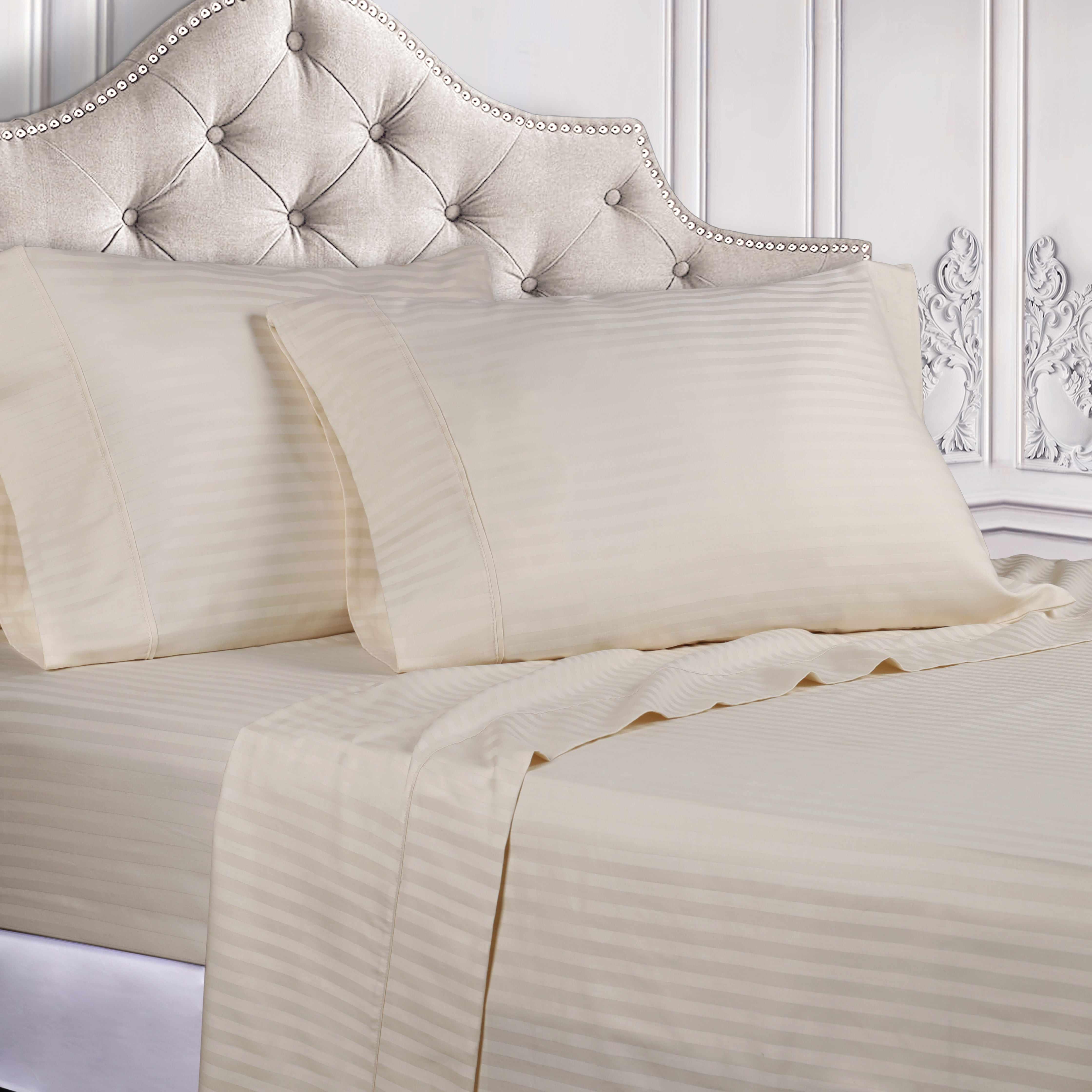 Premium Egyptian Cotton 300 Thread Count Sheet Set - Deep Pocket Fitted, Flat & Pillowcases - Soft Luxury Bedding for Master Bedroom or Guest Room