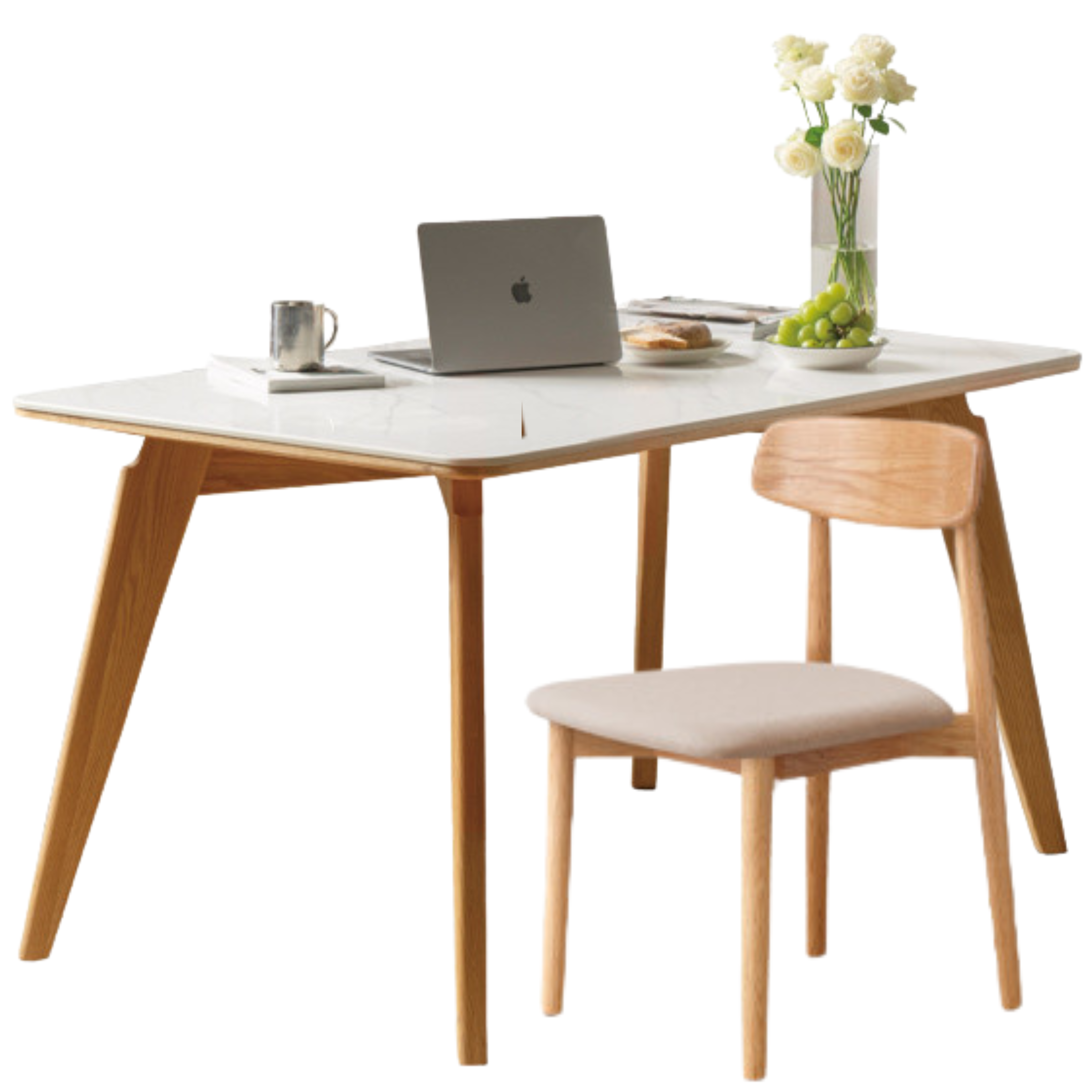 Solid Oak Wood Modern Rocking Dining Table - Perfect for Farmhouse, Rustic & Contemporary Dining Rooms