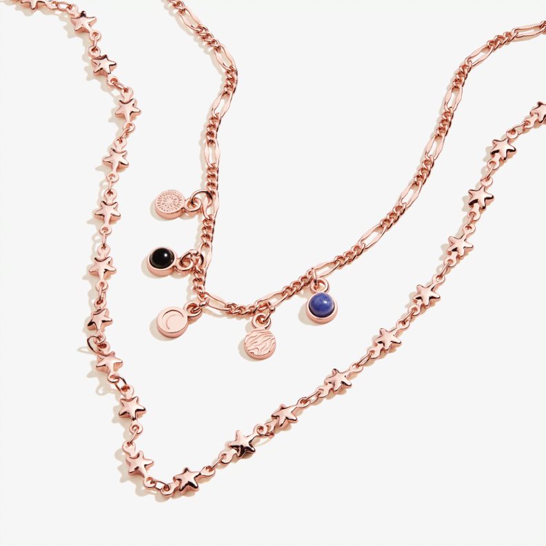 Crescent Moon Multi Charm Layered Necklace - Dainty Layered Pendant Necklace for Women, Perfect for Everyday Wear, Date Night & Special Occasions