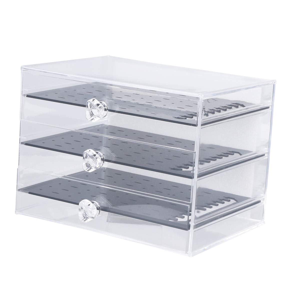 Clear Acrylic Jewelry Organizer - Earring Display Case with Storage Drawers, Jewelry Tray & Box for Necklaces, Rings & Bracelets - Perfect for Bedroom, Bathroom & Travel Accessory Organization