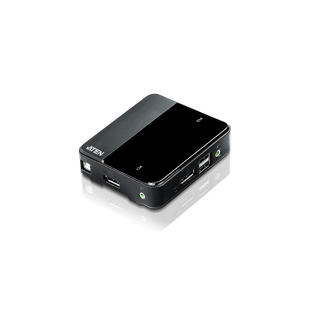 Aten CS782DP 2-Port USB DisplayPort KVM Switch with Audio Support - 4K UHD Resolution, Includes Cables - Perfect for Home Office, Gaming Setup & Multi-Computer Workstations