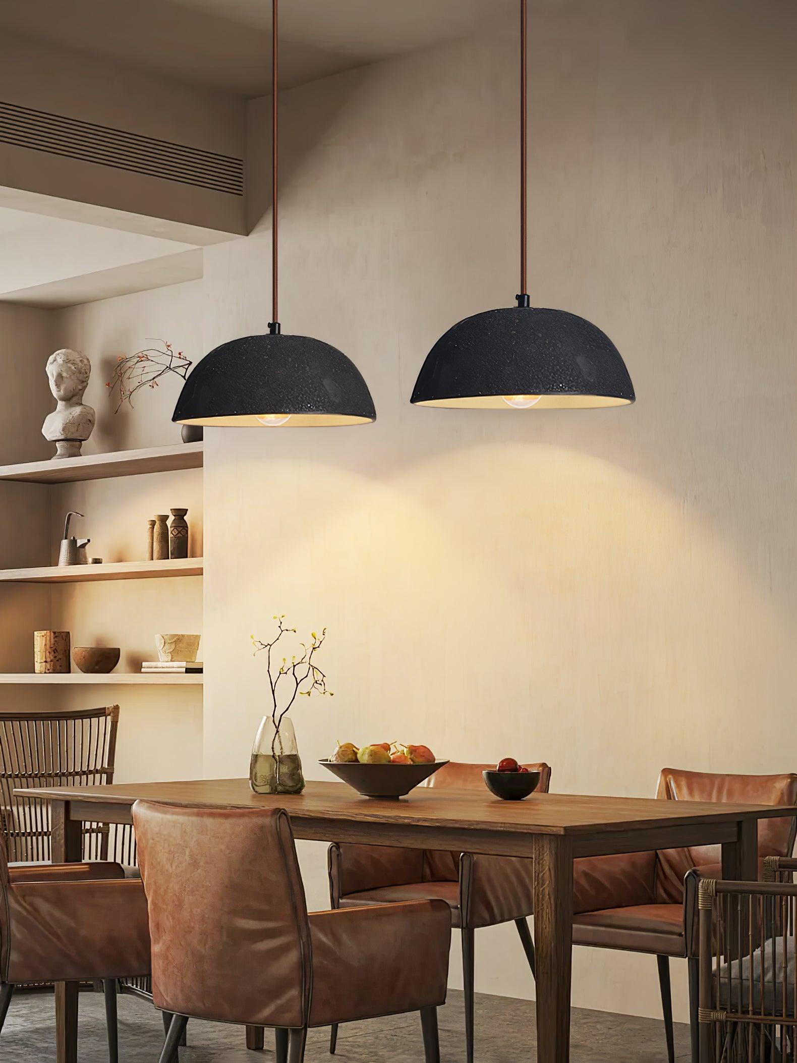 Black Arch Ceramic Pendant Lamp - Modern Handmade Hanging Light Fixture for Living Room, Bedroom, or Dining Area Decoration