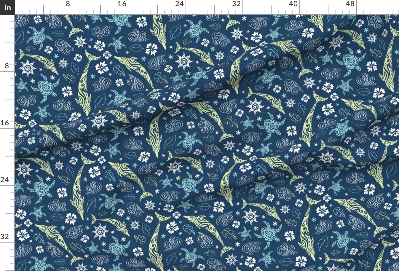 Nature Sea Life Tribal Water Beach Waterways Printed Minky Fabric by The Yard - Soft & Durable for Sewing Baby Blankets, Quilt Backing, Plush Toys - Perfect for DIY Crafts, Nursery Decor & Coastal-Themed Projects