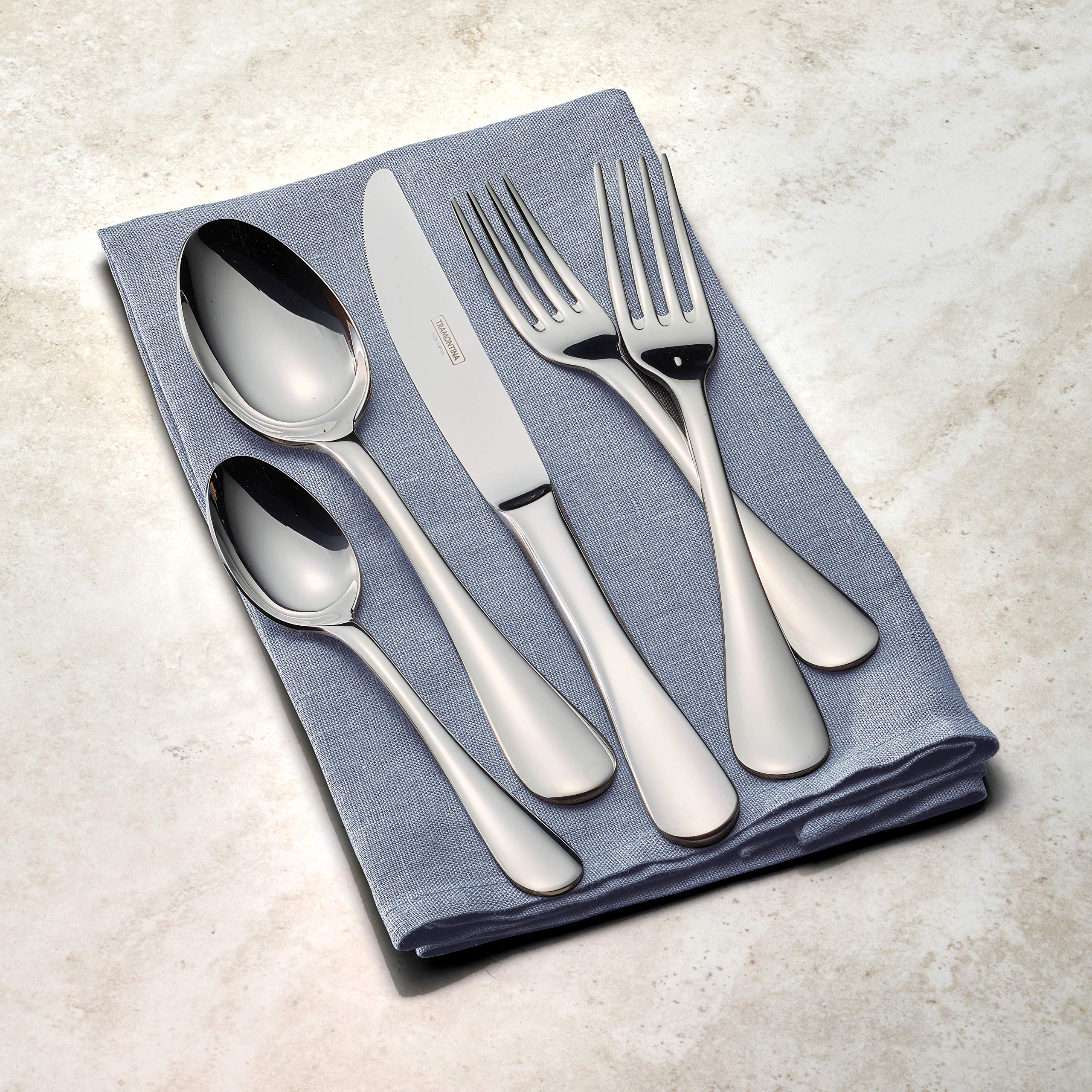 Tramontina 45-Piece Stainless Steel Silverware Set - Complete Flatware Set for 8, Classic Dining Utensils for Everyday Use, Dinner Parties & Formal Occasions
