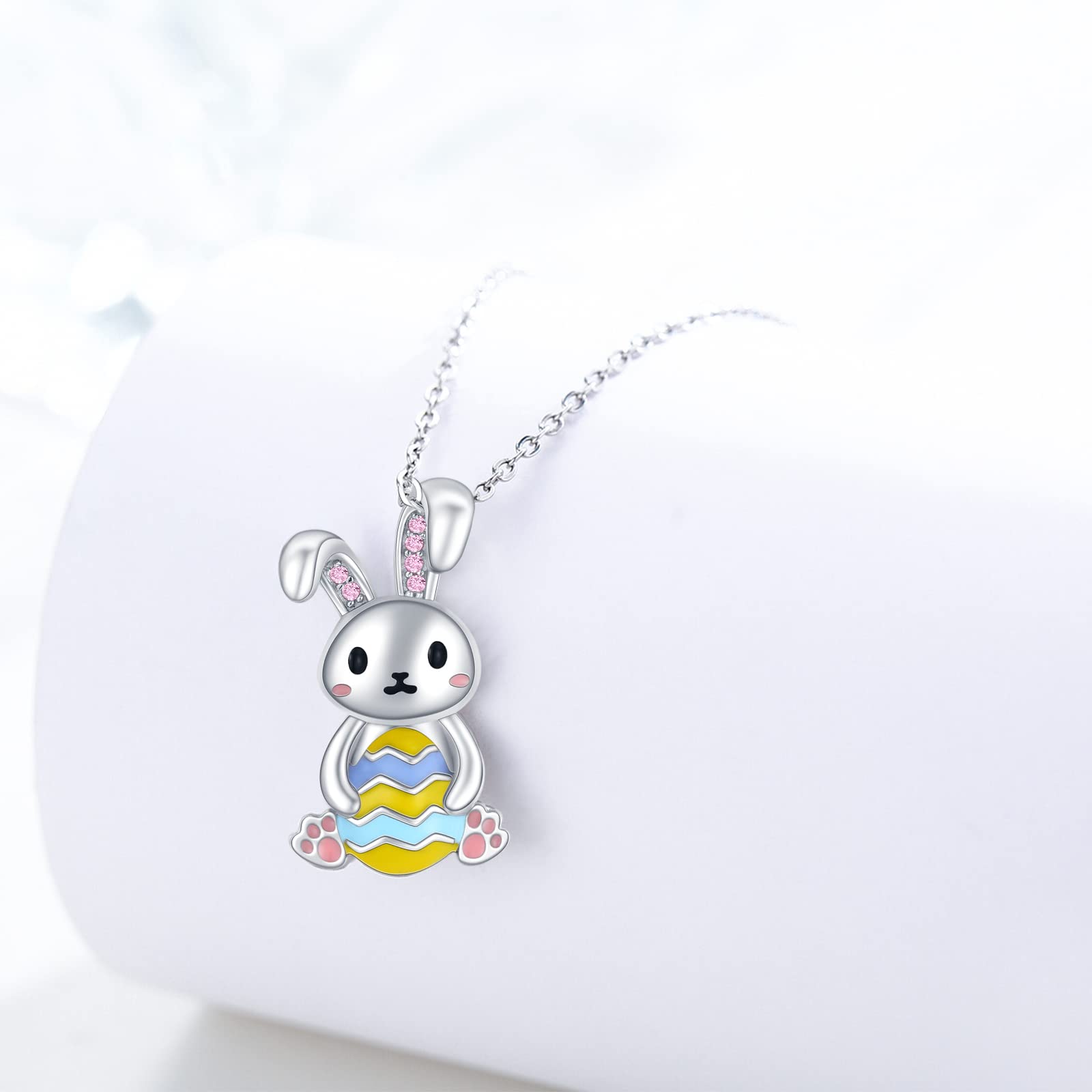 Sterling Silver Bunny Necklace for Women - Elegant Rabbit Pendant Jewelry, Easter Gift for Mom, Mother's Day Present | Perfect for Easter Celebrations, Spring Fashion Accessories, and Thoughtful Gift Giving