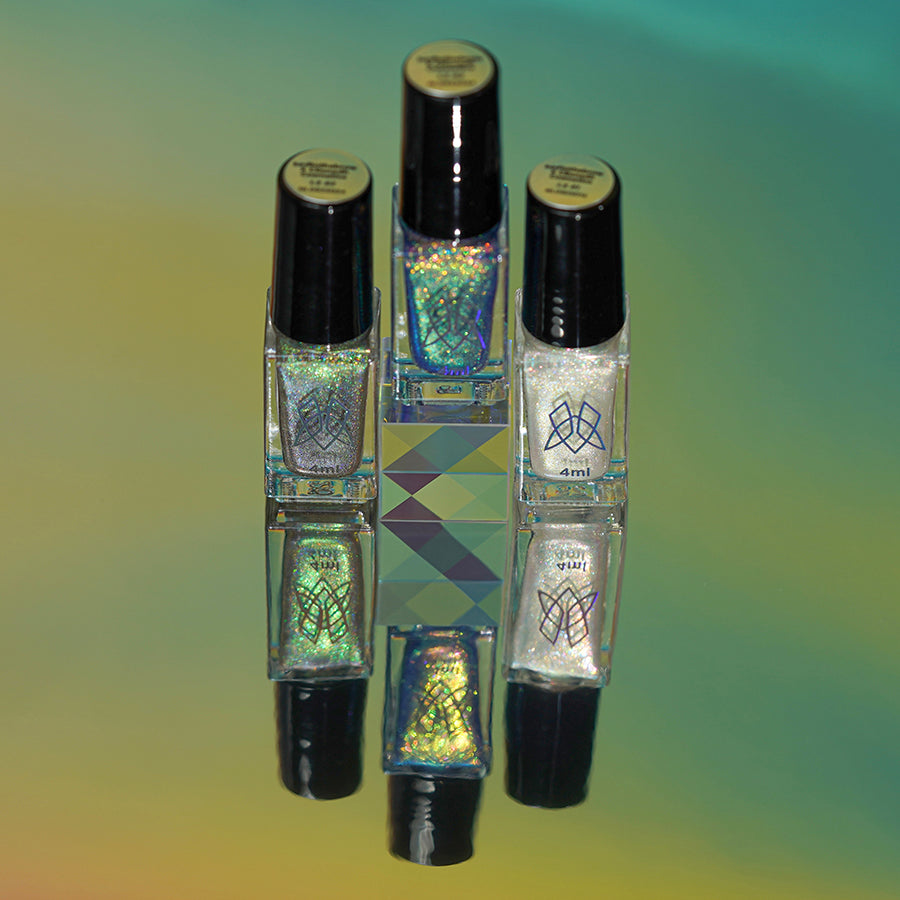 Badtothebrow Mini Nail Polish Set - 3 Piece Light Scattering Nail Lacquer Trio for Gel Manicures & Nail Art | Perfect for Parties, Weddings & Special Occasions