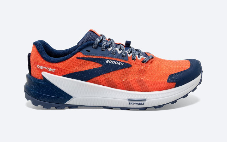 Brooks Catamount 2 Trail Running Shoes for Men - Firecracker/Navy/Blue - Size 8 D Medium - Lightweight & Durable for Hiking, Trail Running & Outdoor Adventures