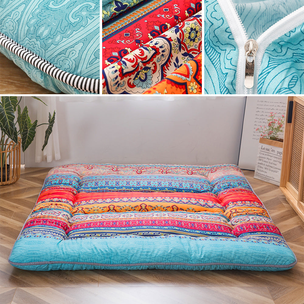MAXYOYO Floor Mattress - Japanese Bohemian Style Futon Mattress for Home & Outdoor Use | Portable Foldable Bed for Guest Room, Camping, Yoga & Lounge