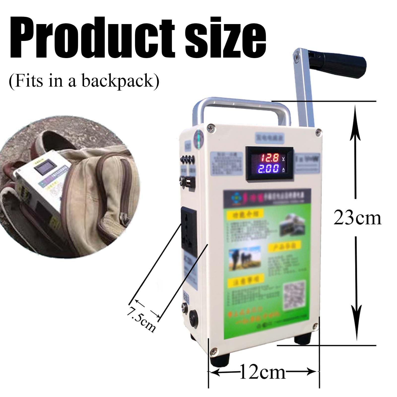 500W Portable Hand Crank Generator - Emergency Power Supply for Camping, Outdoor Adventures & Vehicle Charging | Charges Mobile Phones, Laptops & Small Electronics | Compact Off-Grid Power Solution