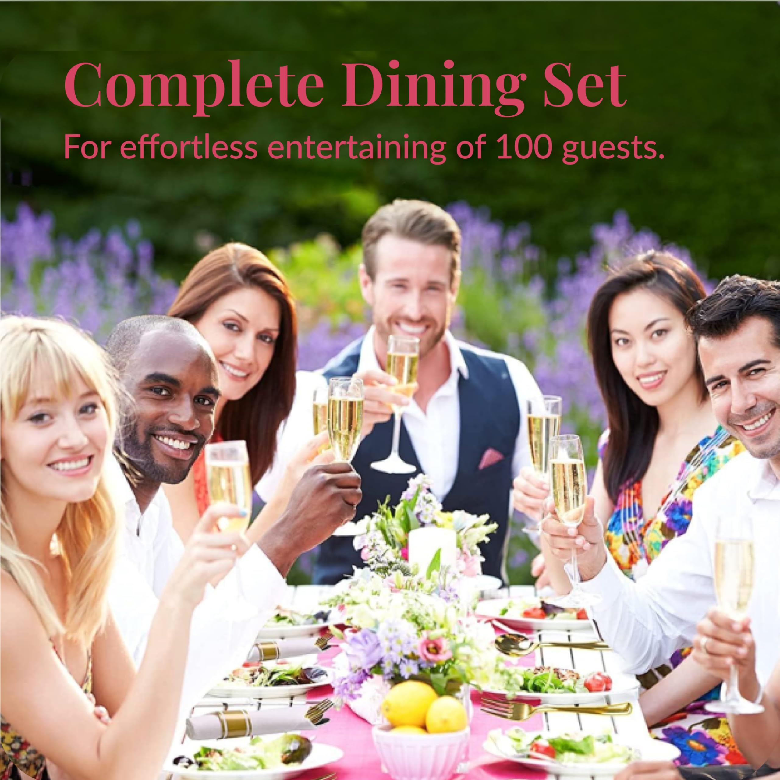 Premium 400-Piece Disposable Plastic Silverware Set - Gold & Silver Flatware with Forks, Knives, Spoons & White Napkins for 100 Guests | Perfect for Weddings, Parties, Holidays & Catering Events