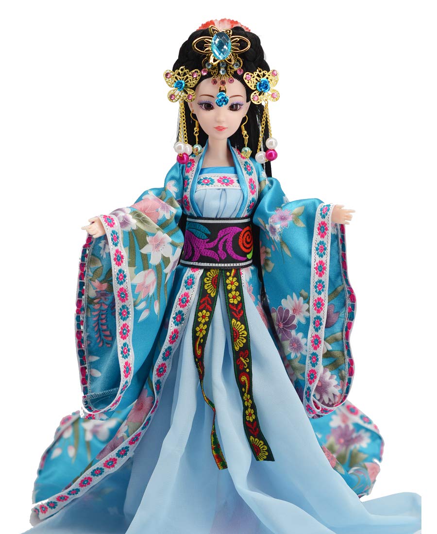 Exquisite Chinese Doll in Beautiful Dress with Unique Hairstyle - Oriental Home Decor for Living Room, Bedroom & Office - Perfect Gift for Collectors & Interior Design Lovers