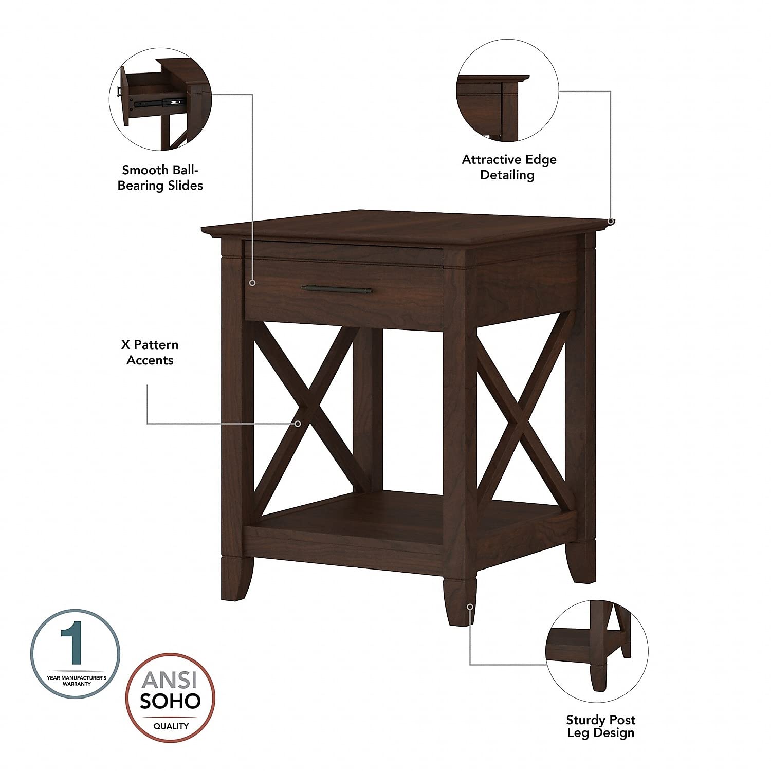 Bush Key West Coffee & End Tables Set - Bing Cherry for Living Room