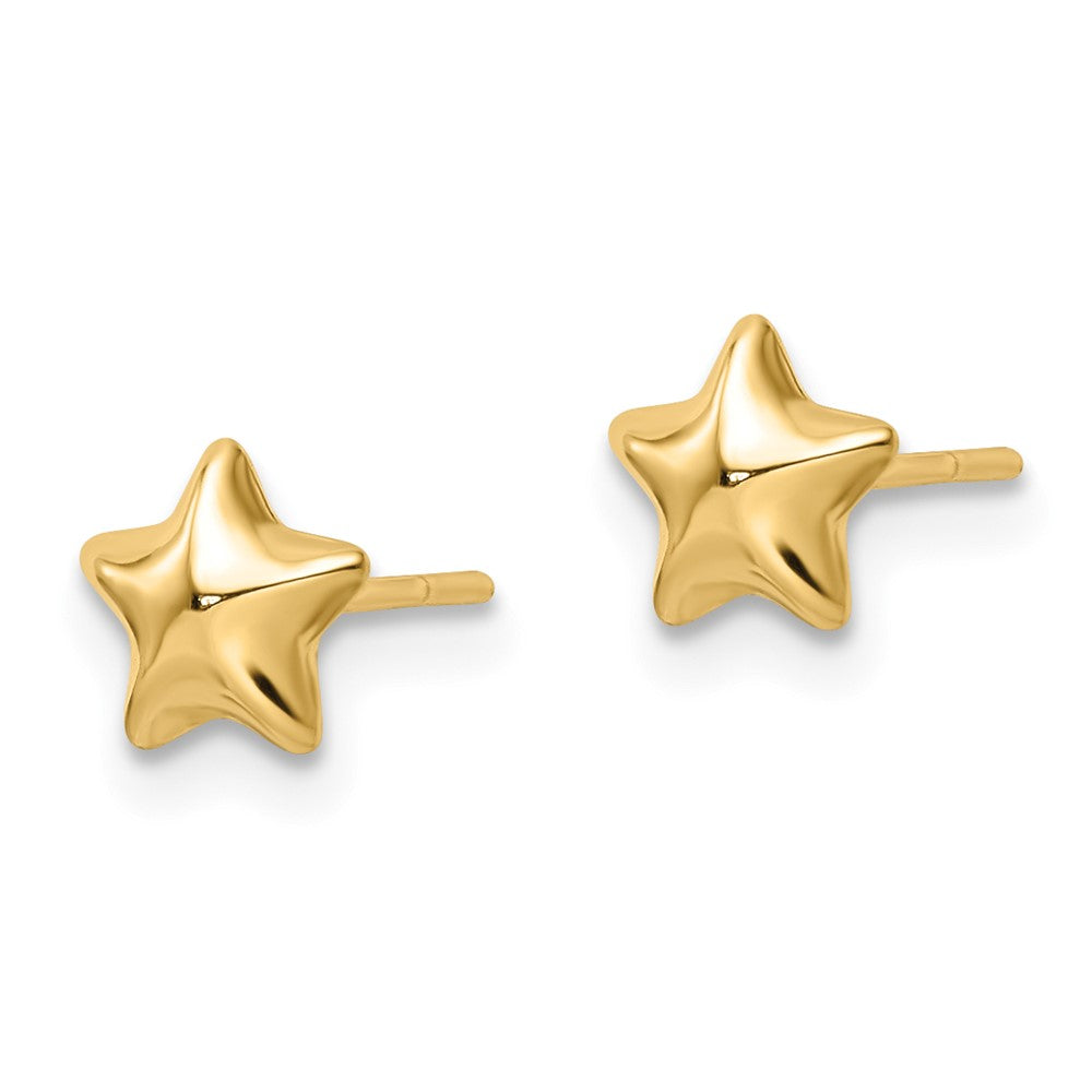 Gold Polished Small Puffed Star Post Earrings for Women - YE2064 | Elegant Everyday Jewelry, Perfect for Parties, Dating & Office Wear