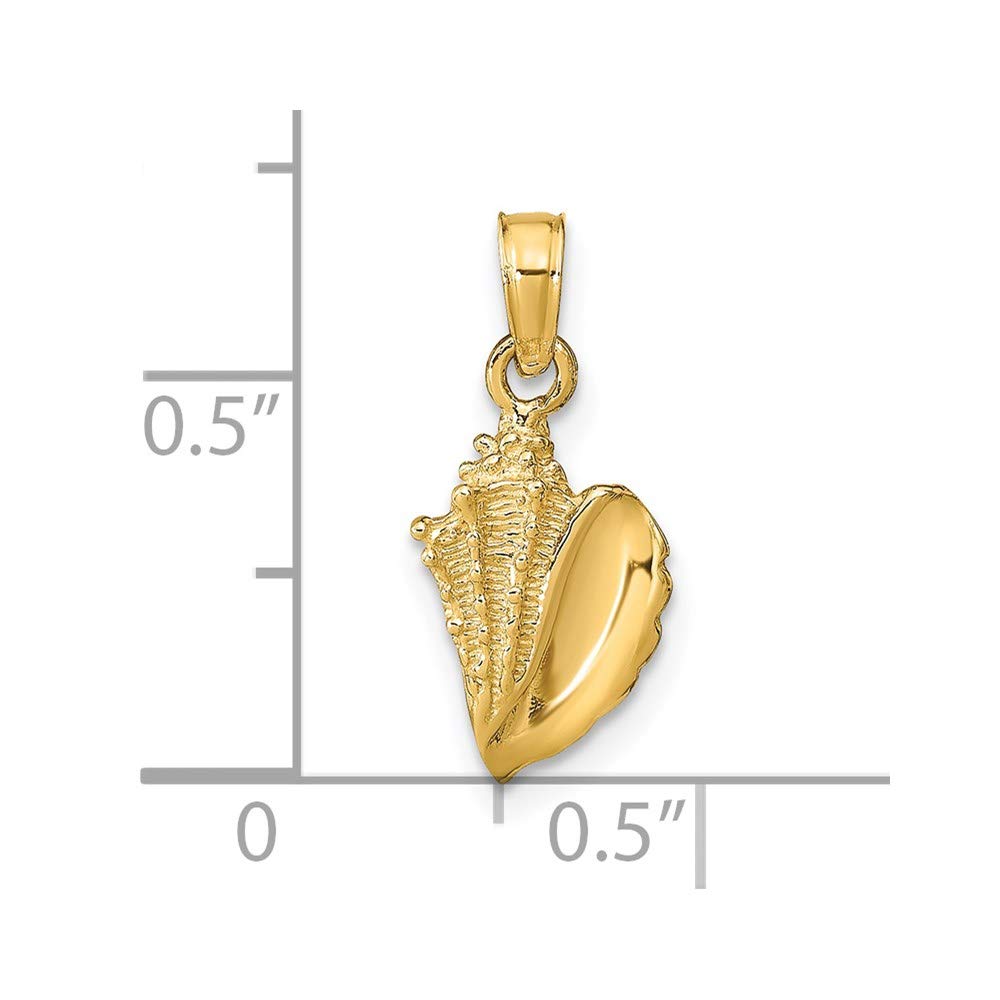 14k Yellow Gold Conch Shell Pendant - Elegant Black Bow for Beach & Party Wear