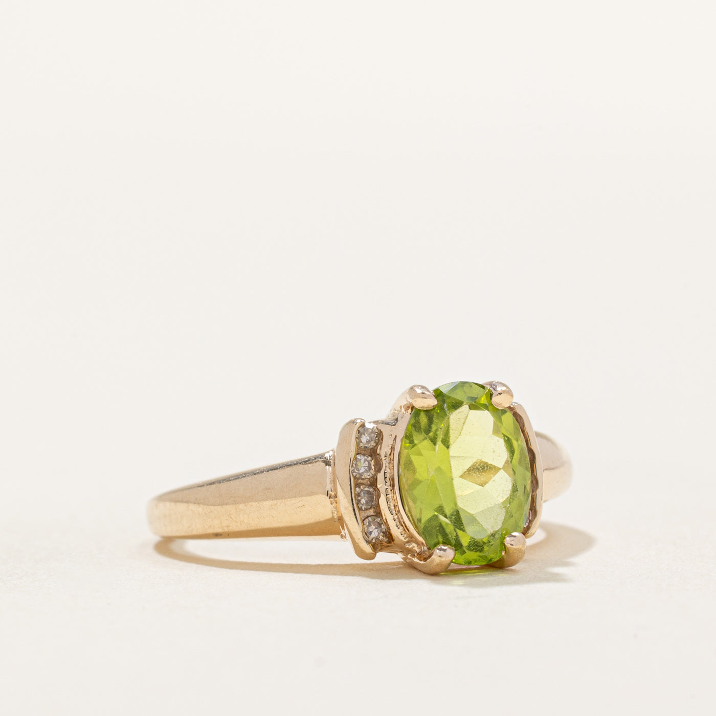 1.15ct Peridot & 0.06ct Diamond Cocktail Ring - Size 6.25 | Elegant Green Gemstone Jewelry for Women | Perfect for Evening Parties, Weddings & Special Occasions