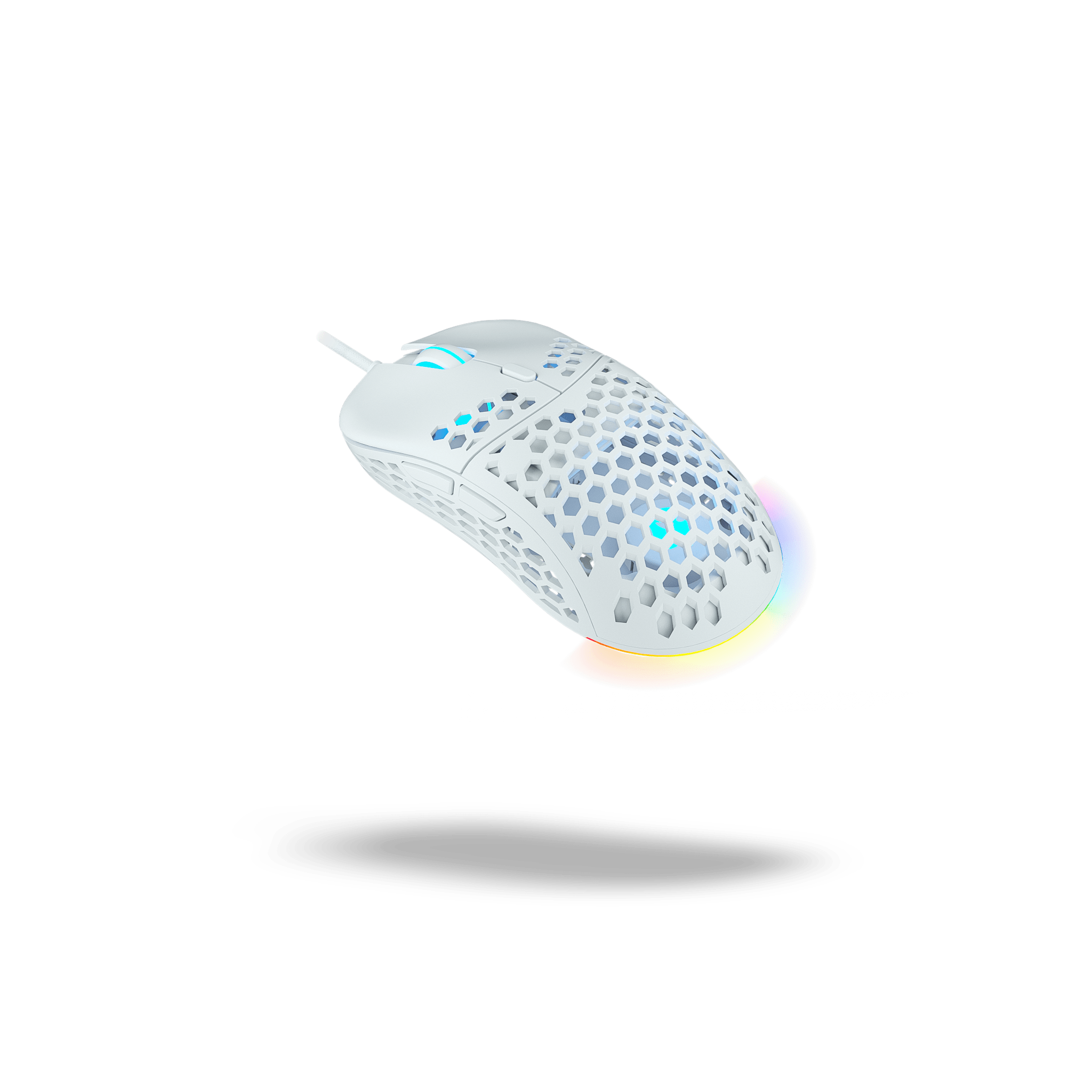 Ghost M1 UltraLight Gaming Mouse - White | Wired RGB Ergonomic Mouse for PC, Mac, Laptop - Perfect for FPS, MOBA, eSports & Office Work