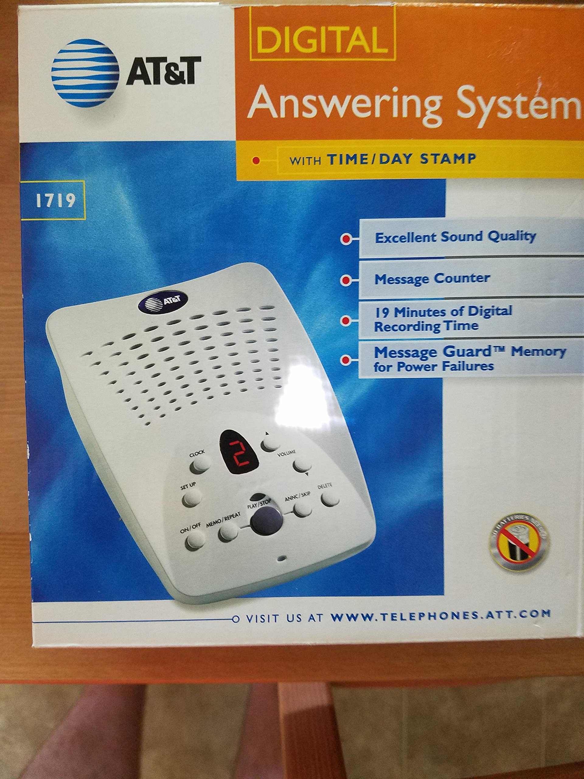 AT&T 1719 Digital Answering Machine with Caller ID & Voicemail - Home & Office Phone Accessory for Call Screening & Message Recording