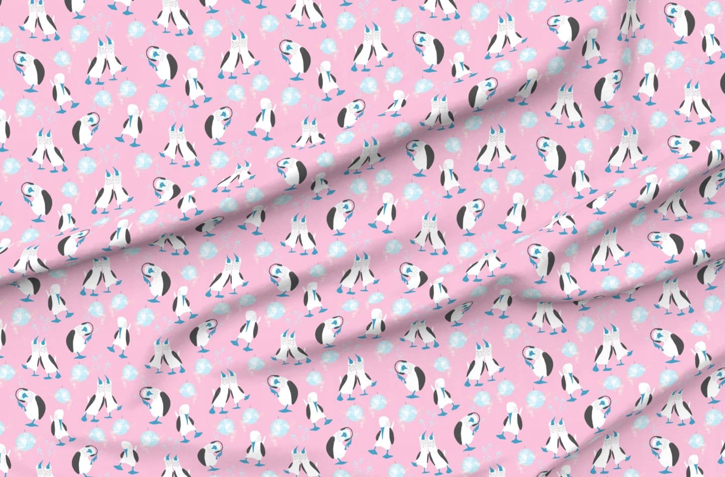 Blue Birds Dancing Music Disco Print Minky Fabric Fat Quarter - Soft Plush Fabric for Sewing Baby Blankets, Quilts & Hip Hop Dance Costumes - Perfect for DIY Crafts & Home Decor
