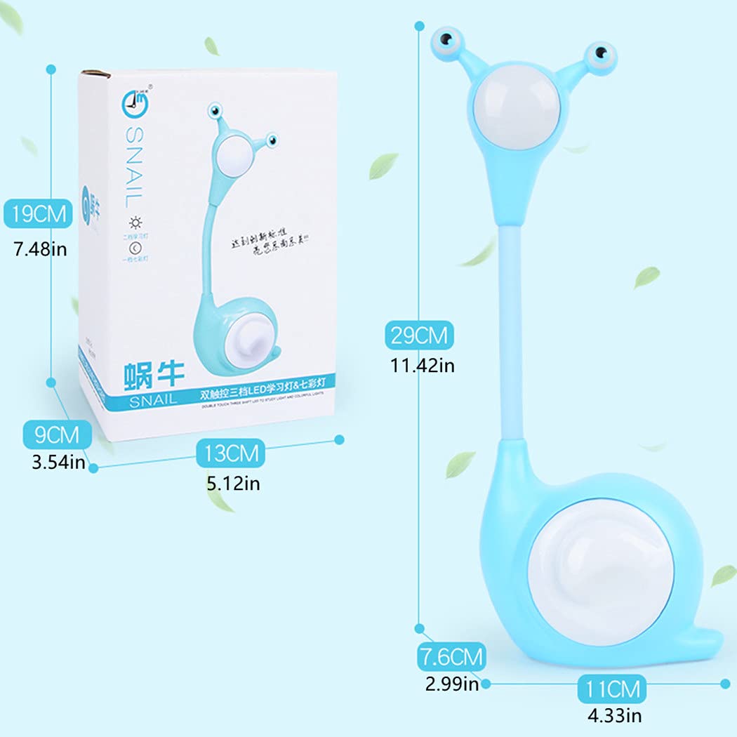 Fantasee Snail LED Desk Lamp - USB Rechargeable Touch Dimmable Night Light for Kids, Nursery, Bedroom, Dorm - Perfect for Reading, Study & Birthday Gifts (White Snail)