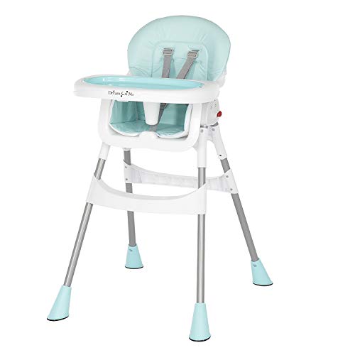 Dream On Me 2-in-1 Portable High Chair - Convertible Baby Feeding Chair with Compact Design, Lightweight & Easy to Clean - Aqua Blue | Perfect for Travel, Restaurants & Small Spaces