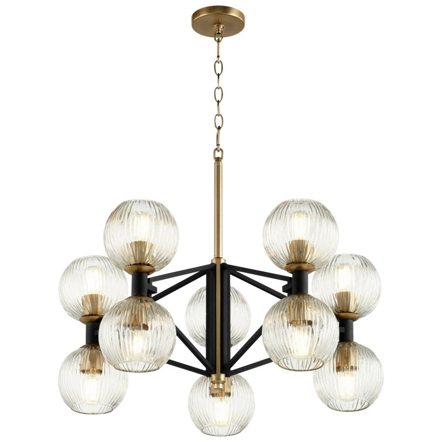 Cyan Design 10965 Helios Chandelier - Black & Aged Brass Small Modern Ceiling Light Fixture for Dining Room, Bedroom, or Entryway