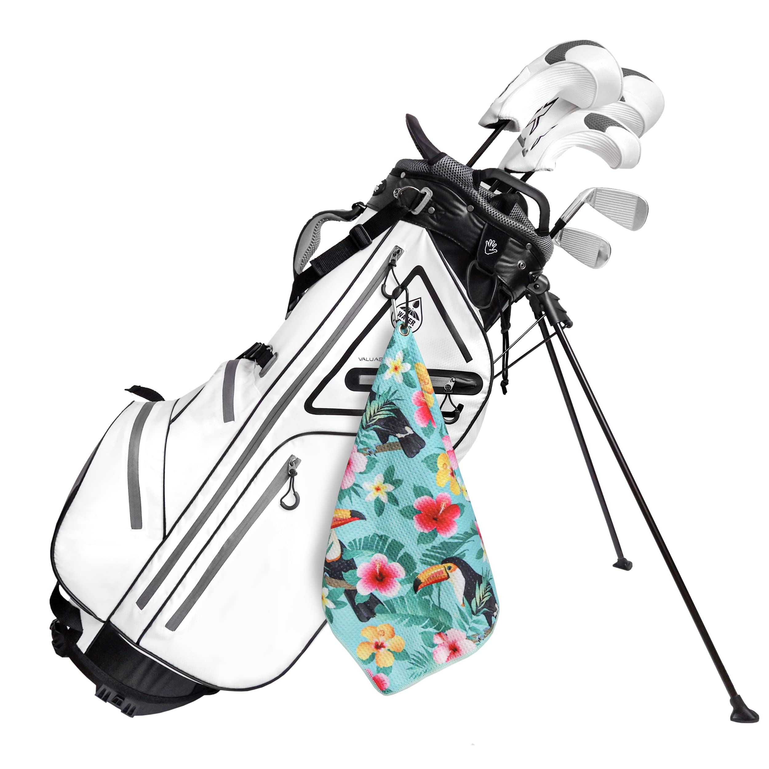 Premium Golf Towel Set of 2 - Microfiber Waffle & Ball Towels for Men & Women - Durable Golf Accessories for Golf Bags - Tropical Toucan Bird Design - Perfect Golf Gifts for Players - Ideal for Course Play, Practice & Club Cleaning