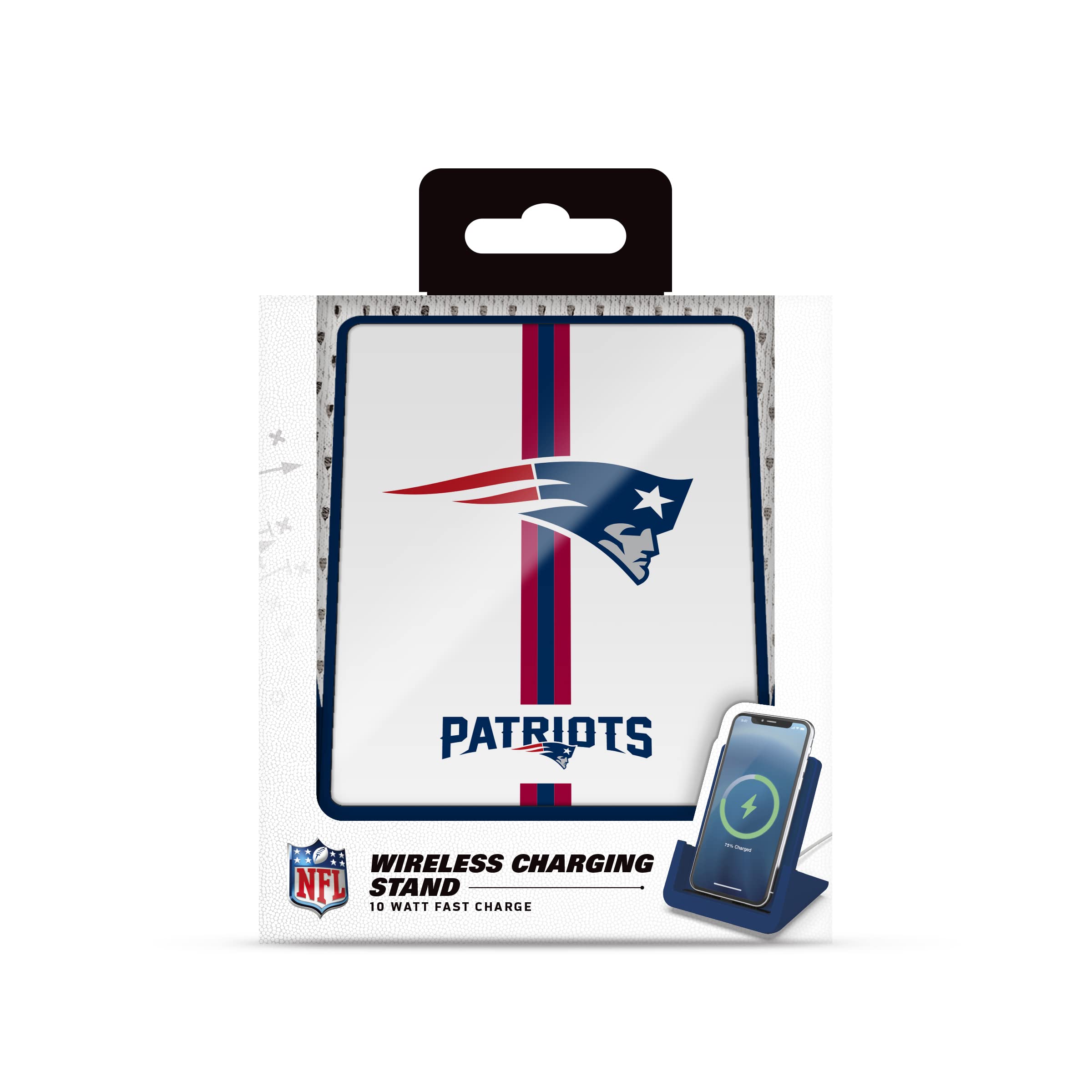 SOAR NFL New England Patriots Wireless Charging Stand V.4 - Fast Qi-Certified Phone Charger for iPhone & Android - Perfect for Home, Office & Game Day Decor