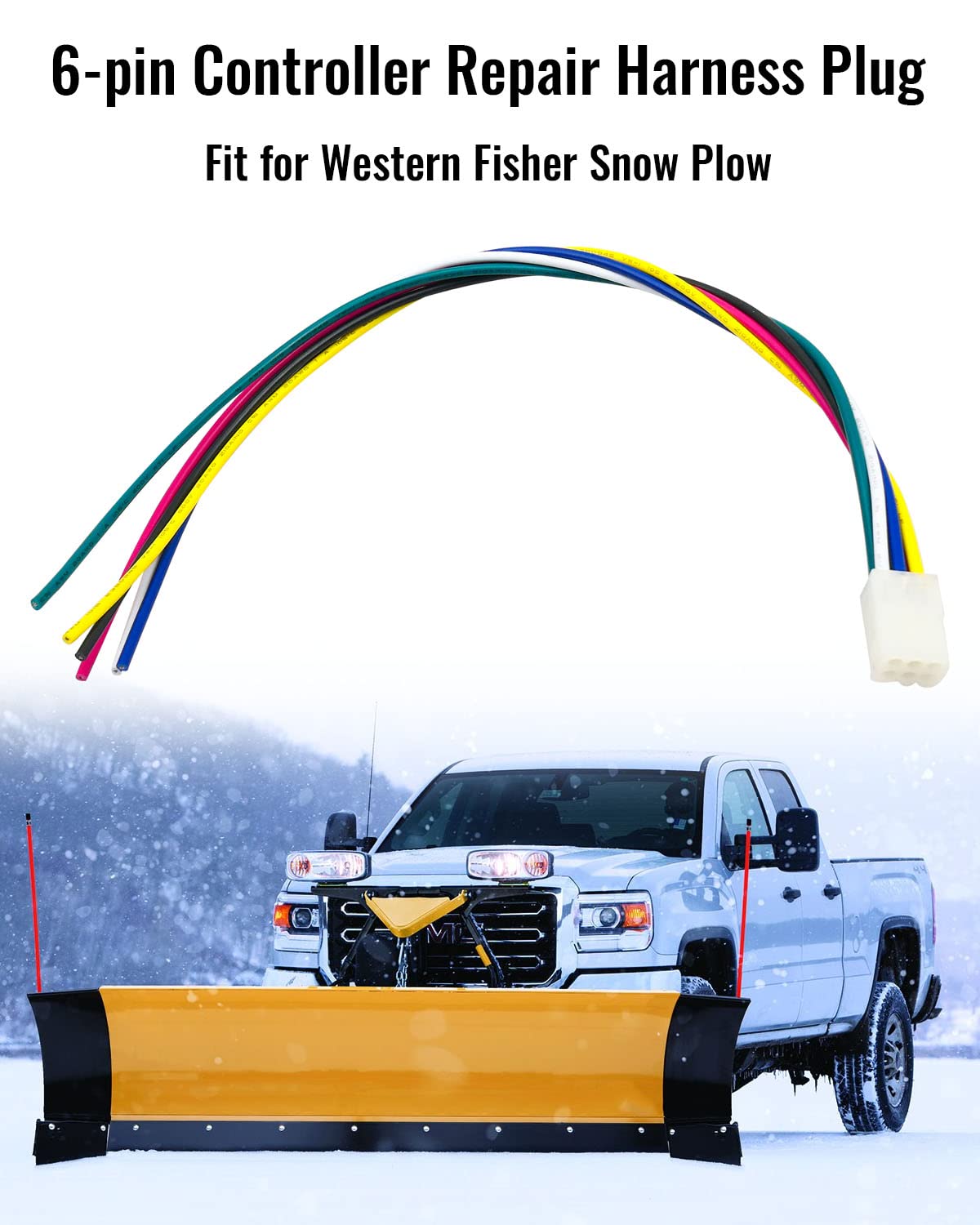 27070 6 Pin Control Harness Repair Kit for Western Fisher Snow Plow - Replacement Wiring Harness Plug & Controller Repair - Perfect for Winter Snow Removal & Truck Maintenance